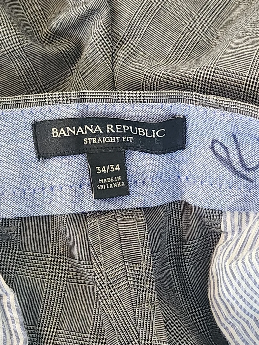 Banana Republic Men's Gray Plaid Straight Fit Pants Size 34 x 34